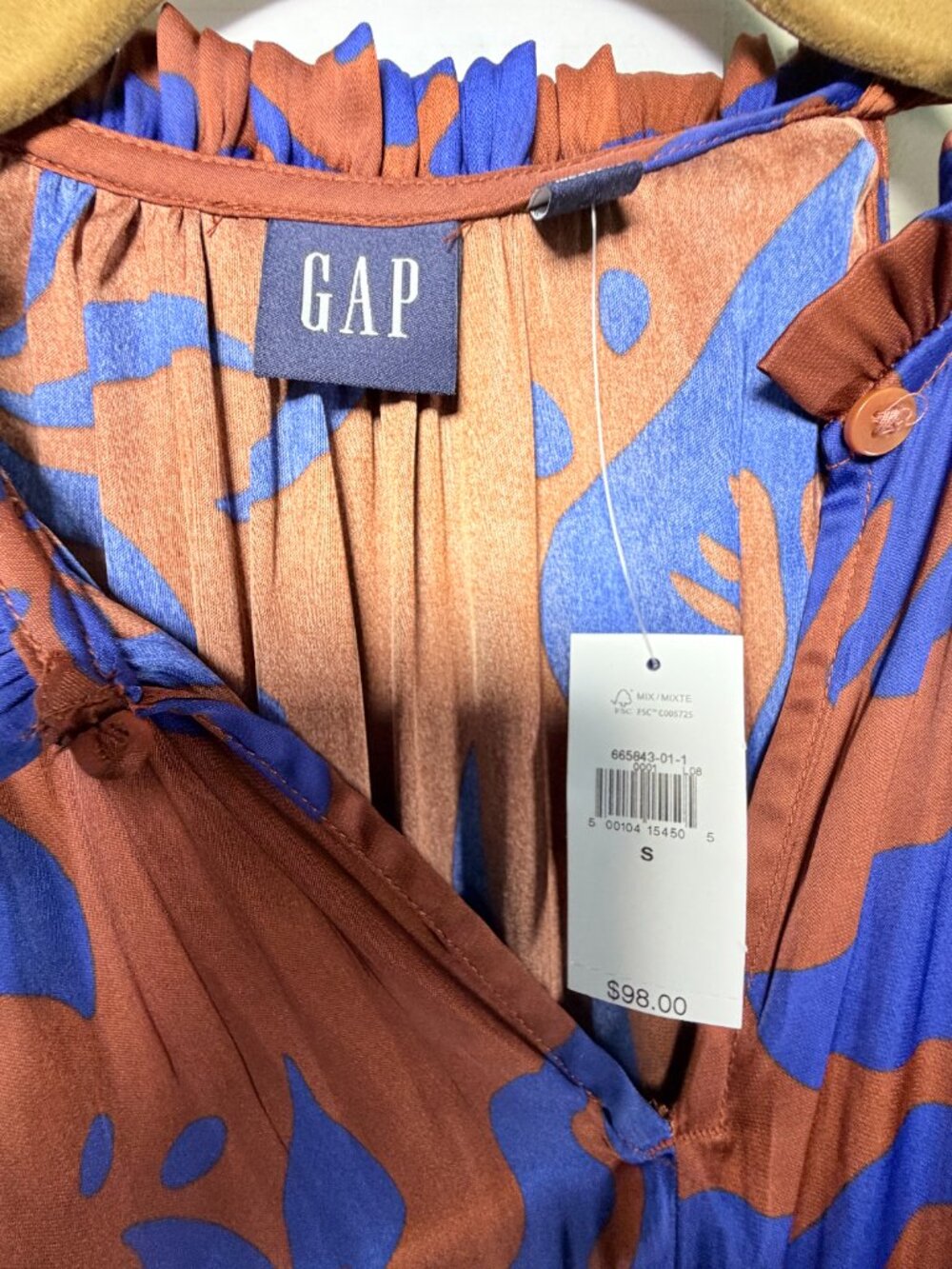 NWT GAP Tiered Midi Dress Small Rust Blue Floral Sleeveless Pockets $98 - Picture 2 of 3